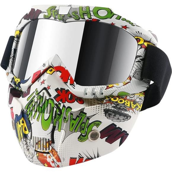 Motorcycle Helmet Riding Goggles Glasses With Removable Face Mask - Picture 1 of 7